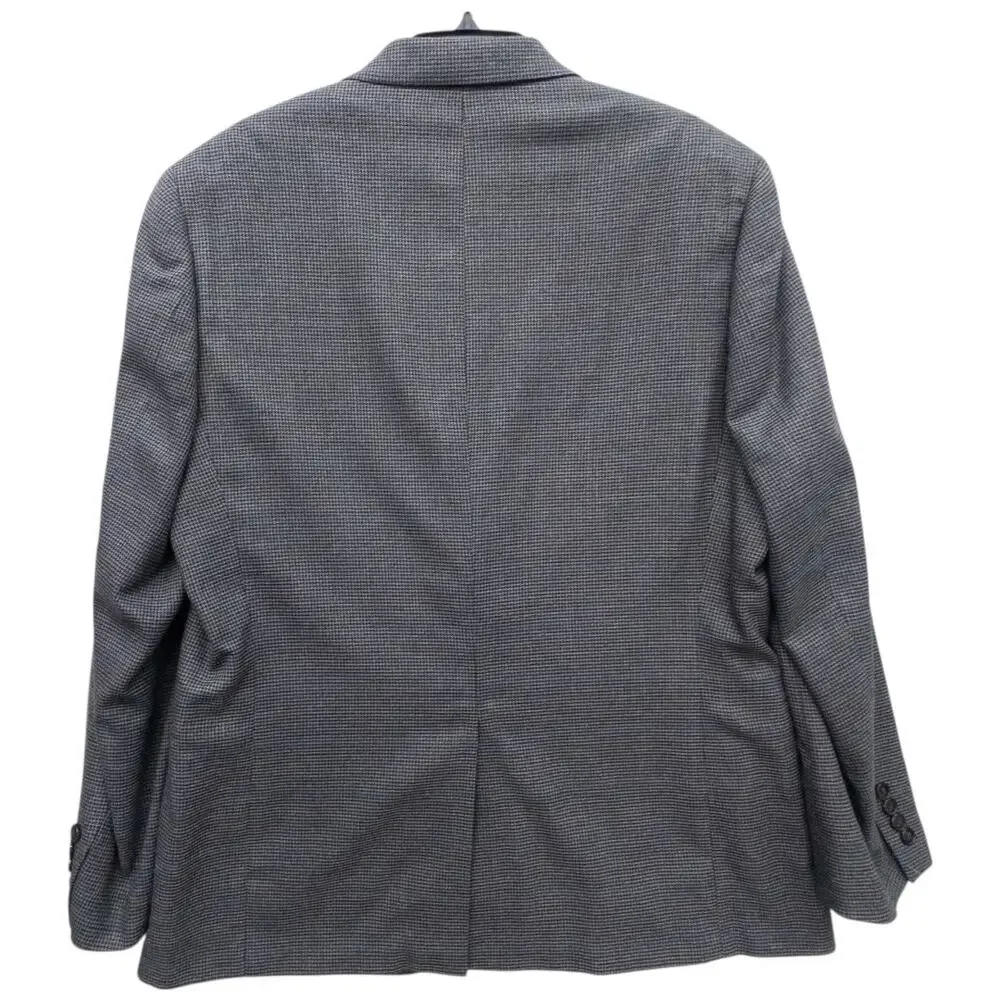 Chaps Men's Tweed Blazer Sportscoat 42R Gray Blue Houndstooth Academia Wool
